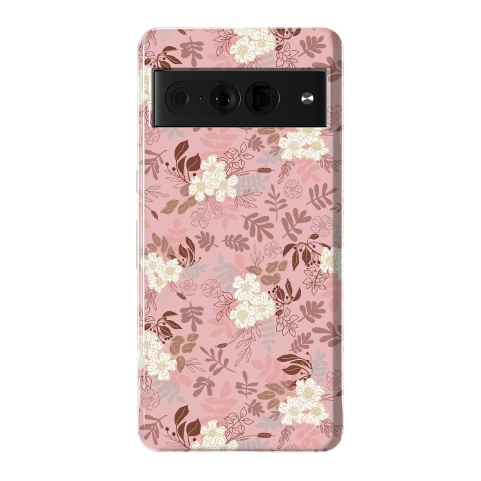 Pixel 7 Pro StrongFit Autumnal Florals in Pink and White by Paula Ohreen