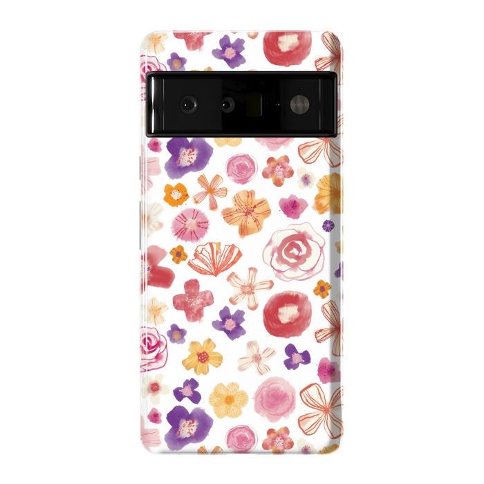 Pixel 6 Pro StrongFit Fresh Watercolor Wildflowers by Nic Squirrell