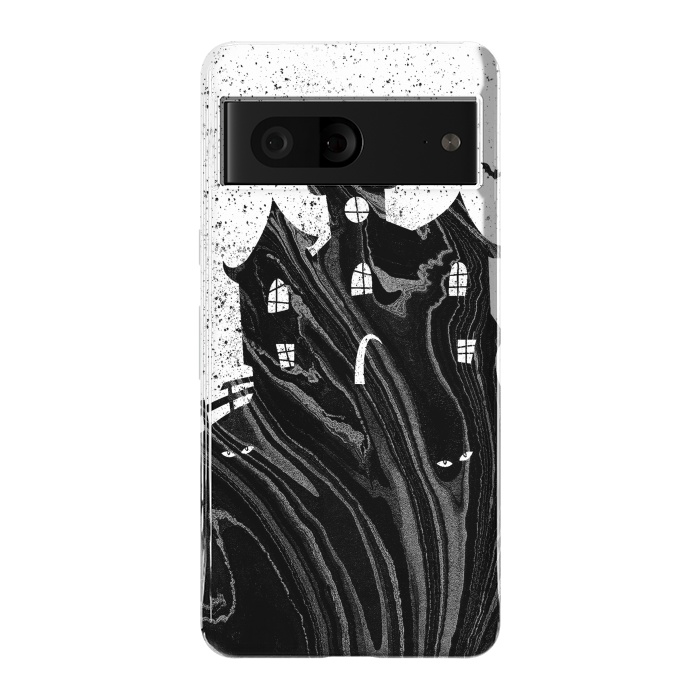 Pixel 7 StrongFit Halloween haunted house - black and white splatter and brushstrokes by Oana 