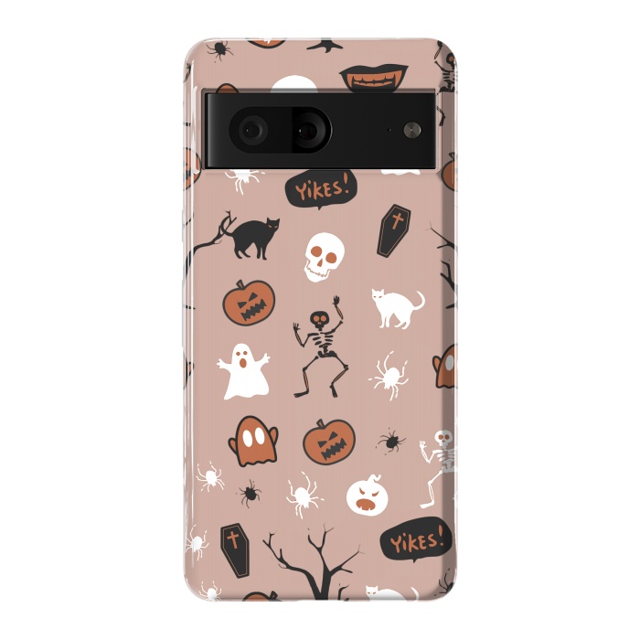 Pixel 7 StrongFit Halloween monsters pattern - skeletons, pumpkins, ghosts, cats, spiders by Oana 