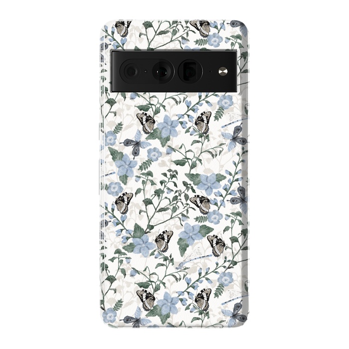 Pixel 7 Pro StrongFit Delicate Watercolour Butterflies and Dragonflies half-drop repeat pattern by Paula Ohreen