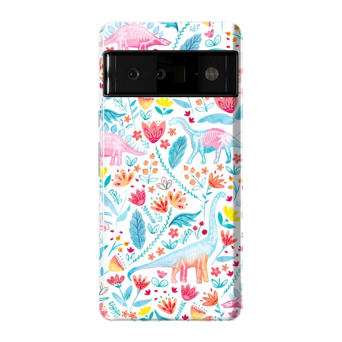 Pixel 6 Pro StrongFit Dinosaur Delight on White by gingerlique