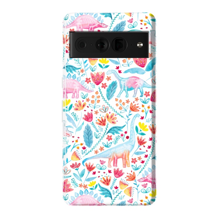 Pixel 7 Pro StrongFit Dinosaur Delight on White by gingerlique