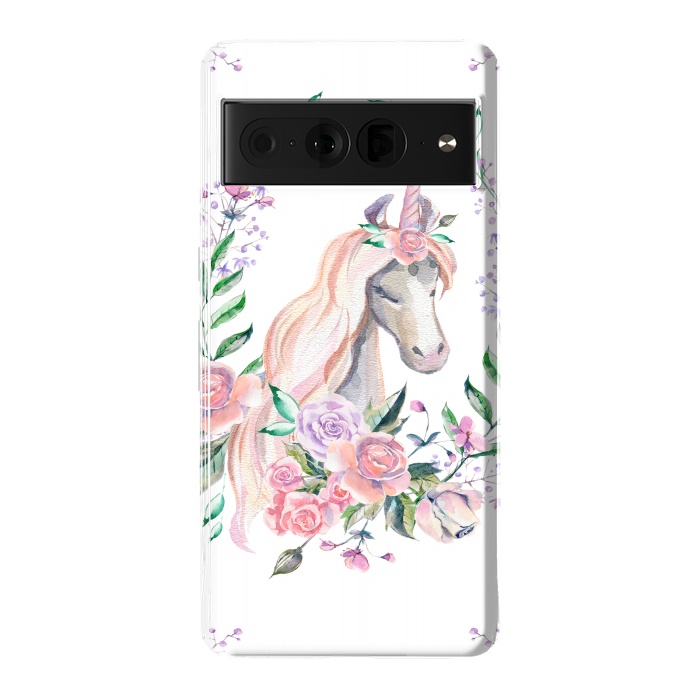 Pixel 7 Pro StrongFit watercolor floral unicorn by haroulita
