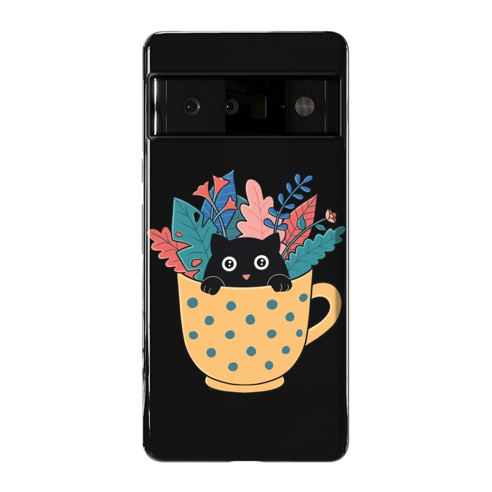 Pixel 6 Pro StrongFit Cat and flowers by Coffee Man