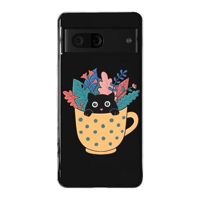 Pixel 7 StrongFit Cat and flowers by Coffee Man