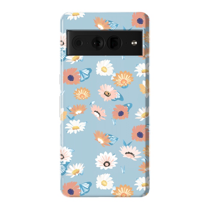 Pixel 7 Pro StrongFit Pastel daisy petals and butterflies - colorful aesthetic pattern by Oana 