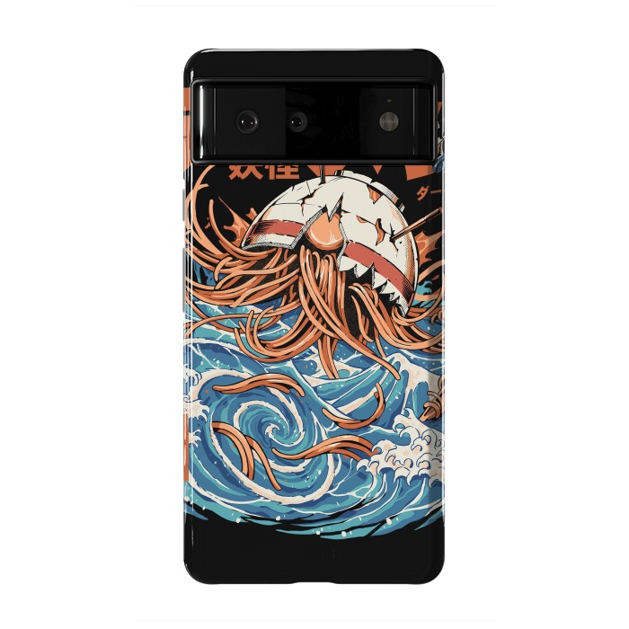 Pixel 6 StrongFit Black Dark Great Ramen off Kanagawa by Ilustrata