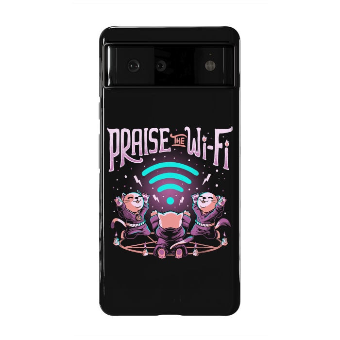 Pixel 6 StrongFit Praise the Wifi Funny Evil Worship Cats by eduely