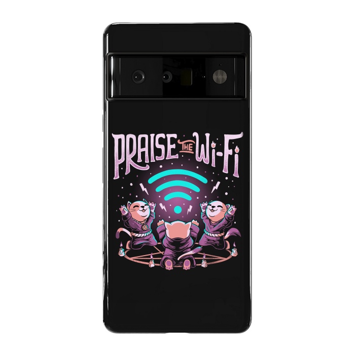 Pixel 6 Pro StrongFit Praise the Wifi Funny Evil Worship Cats by eduely
