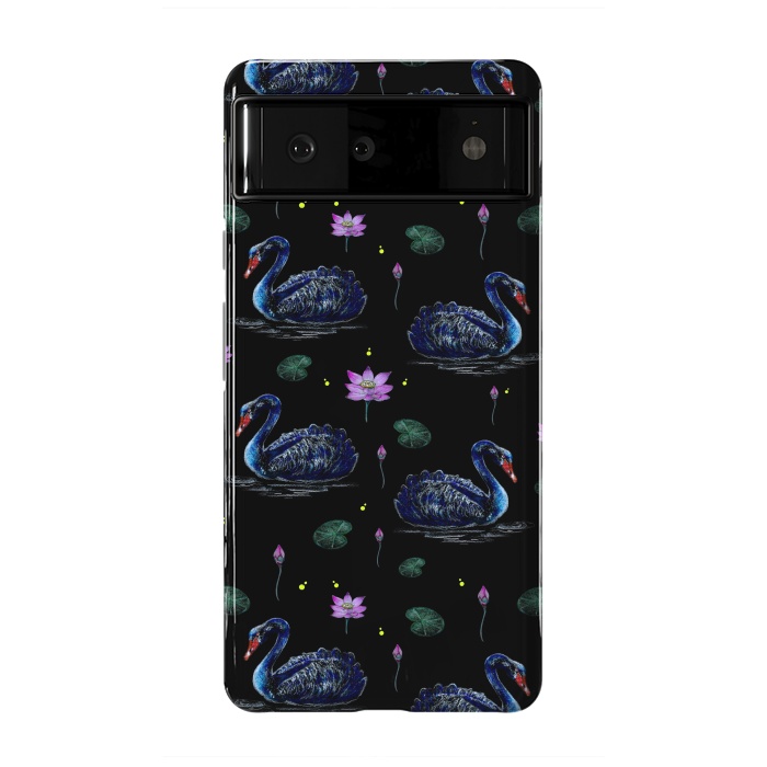 Pixel 6 StrongFit Black Swans in Lily Pond by Negin Mf