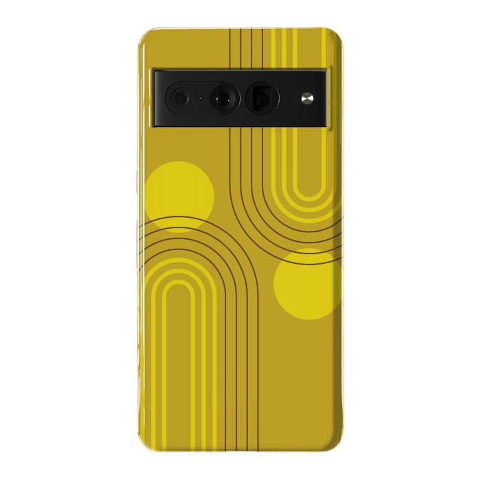 Pixel 7 Pro StrongFit Mid Century Modern Geometric 147 in Old GOld Tones (Rainbow and Sun Abstraction) by nineFlorals