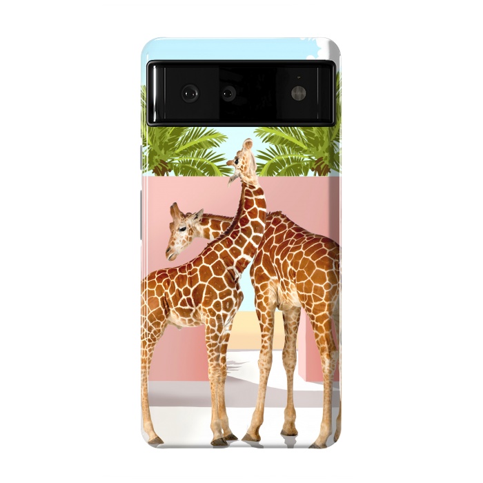 Pixel 6 StrongFit Giraffe Villa | Contemporary Modern Architecture Digital Graphic Art | Wildlife Animals Palm Exotic by Uma Prabhakar Gokhale