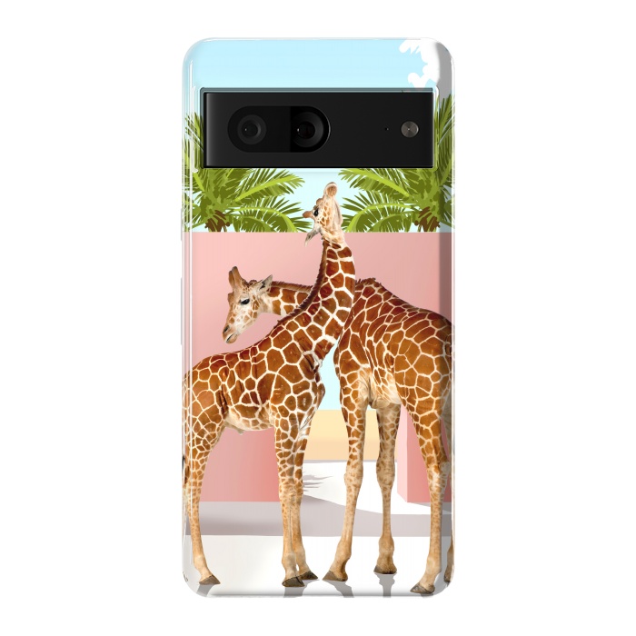 Pixel 7 StrongFit Giraffe Villa | Contemporary Modern Architecture Digital Graphic Art | Wildlife Animals Palm Exotic by Uma Prabhakar Gokhale