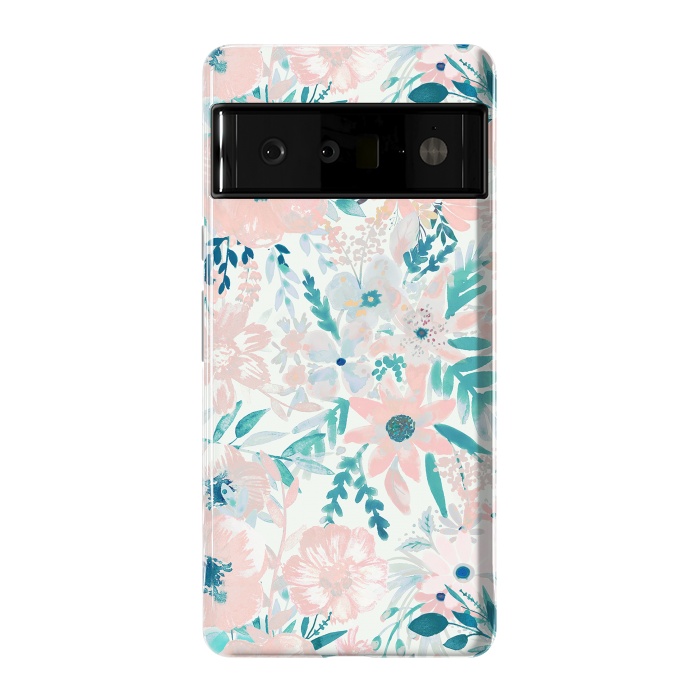 Pixel 6 Pro StrongFit Watercolor wildflowers - petals and foliage pattern by Oana 