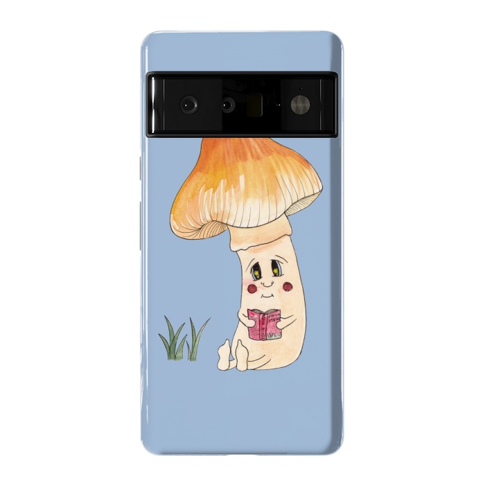 Pixel 6 Pro StrongFit Cute Watercolor Mushroom Reading 3 by ECMazur 