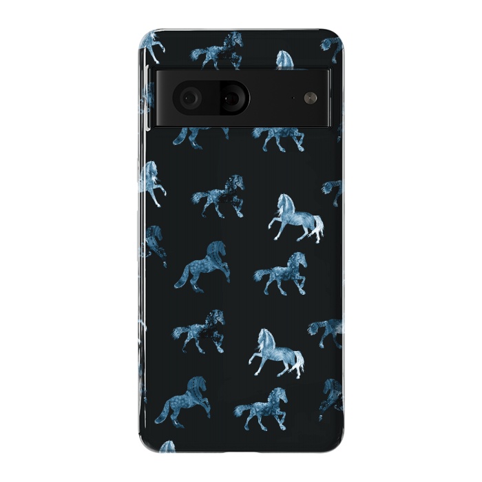 Pixel 7 StrongFit Horse pattern - blue watercolor horses  by Oana 