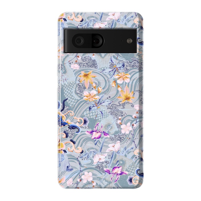 Pixel 7 StrongFit Flowers and fish - Chinese decorative pattern by Oana 