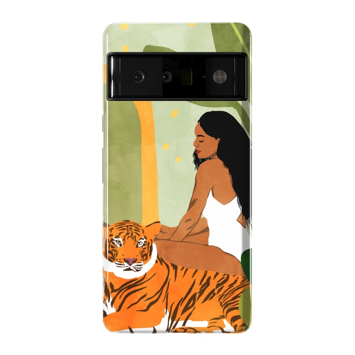 Pixel 6 Pro StrongFit Just You & Me | Tiger Urban Jungle Friendship | Wild Cat Bohemian Black Woman with Pet by Uma Prabhakar Gokhale