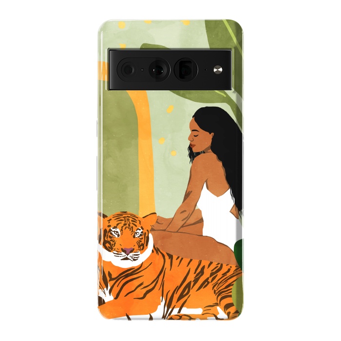 Pixel 7 Pro StrongFit Just You & Me | Tiger Urban Jungle Friendship | Wild Cat Bohemian Black Woman with Pet by Uma Prabhakar Gokhale
