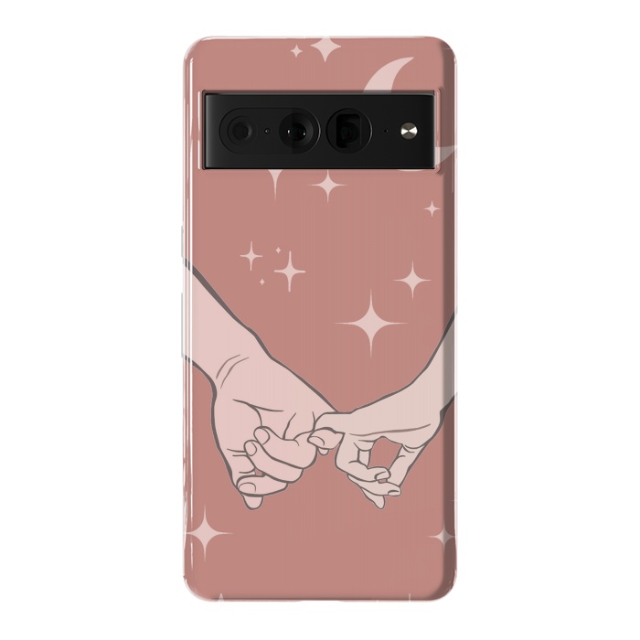 Pixel 7 Pro StrongFit Minimal aesthetic couple holding hands on starry sky - valentine's day by Oana 