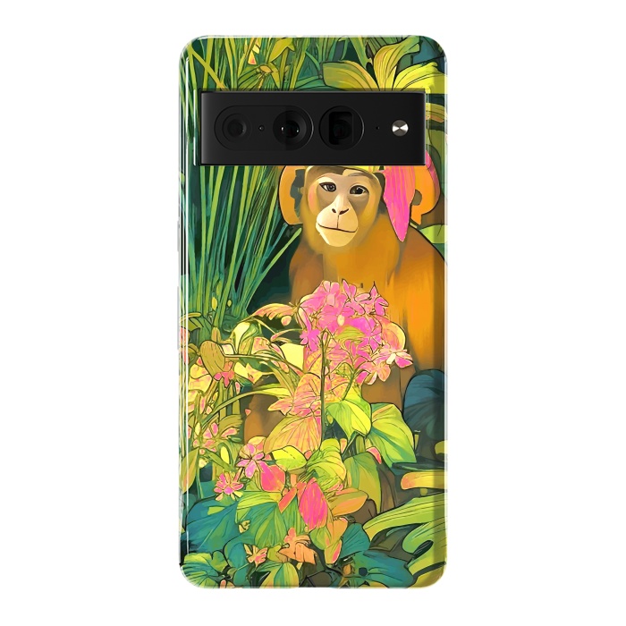Pixel 7 Pro StrongFit Daydreamer, Coming of Age Monkey Tropical Jungle Plants, Wildlife Botanical Nature Forest Bohemian Animals by Uma Prabhakar Gokhale