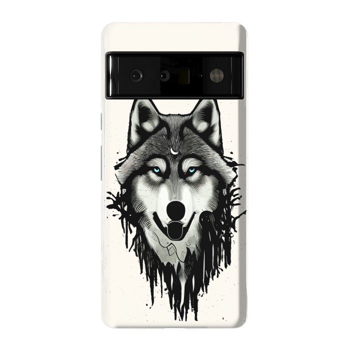 Pixel 6 Pro StrongFit Wicked Soul, Werewolf Wolf Wild Animals Sketch, Wildlife Drawing Line Art, Wild Eclectic Dark Moon by Uma Prabhakar Gokhale