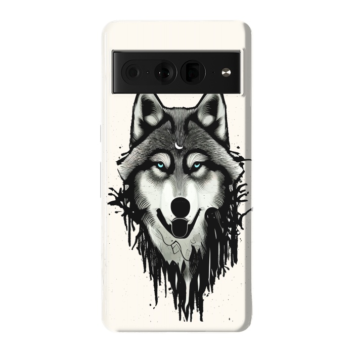 Pixel 7 Pro StrongFit Wicked Soul, Werewolf Wolf Wild Animals Sketch, Wildlife Drawing Line Art, Wild Eclectic Dark Moon by Uma Prabhakar Gokhale