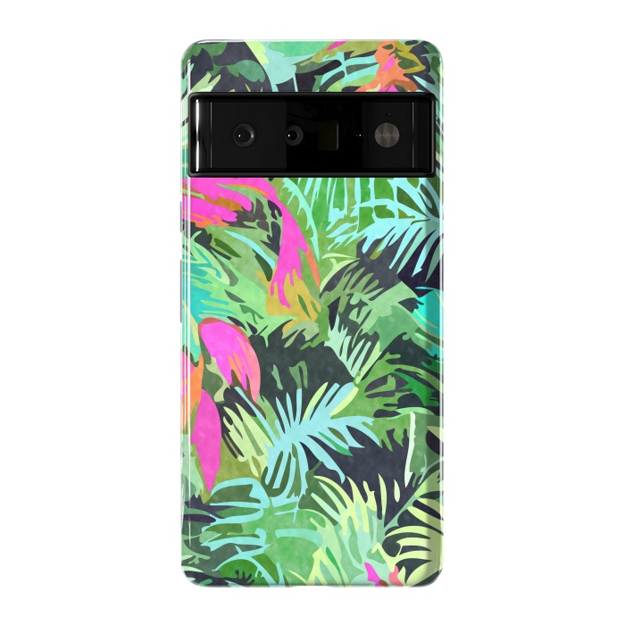 Pixel 6 Pro StrongFit Tropical Jungle, Botanical Nature Plants, Palm Forest Bohemian Watercolor, Modern Wild Painting by Uma Prabhakar Gokhale