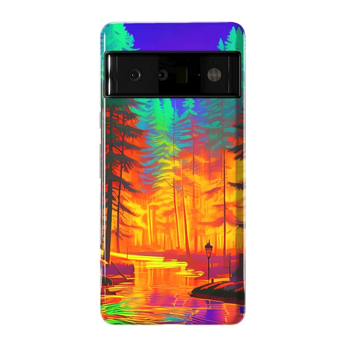 Pixel 6 Pro StrongFit The Neon Mirage, Forest Trees Nature, Eclectic Electric Pop Art, Colorful Bright Contemporary Modern by Uma Prabhakar Gokhale