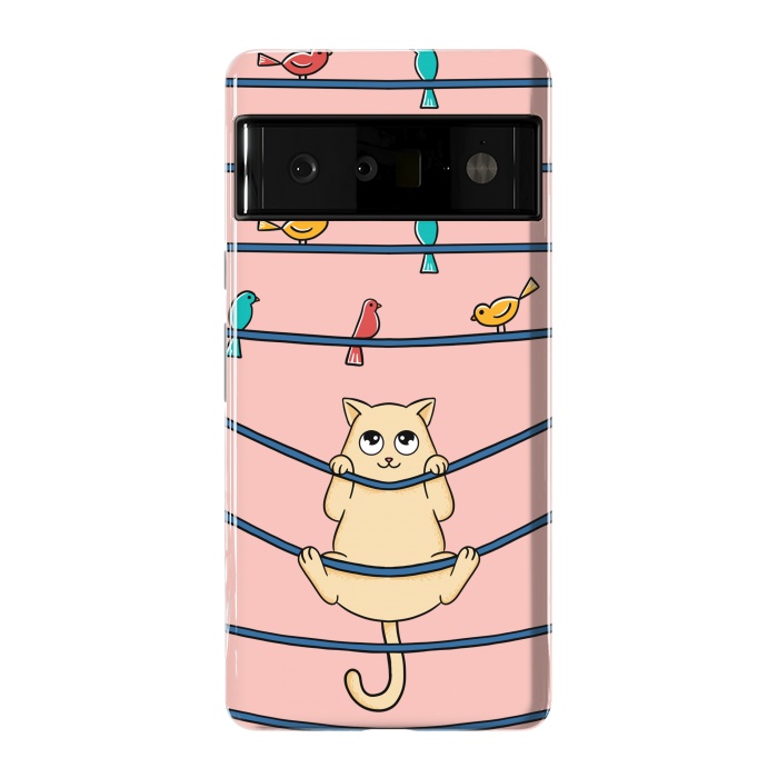Pixel 6 Pro StrongFit Cat and birds by Coffee Man