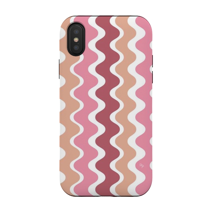 iPhone Xs / X StrongFit Pink Retro Waves by Martina