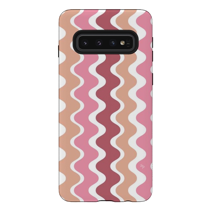 Galaxy S10 StrongFit Pink Retro Waves by Martina