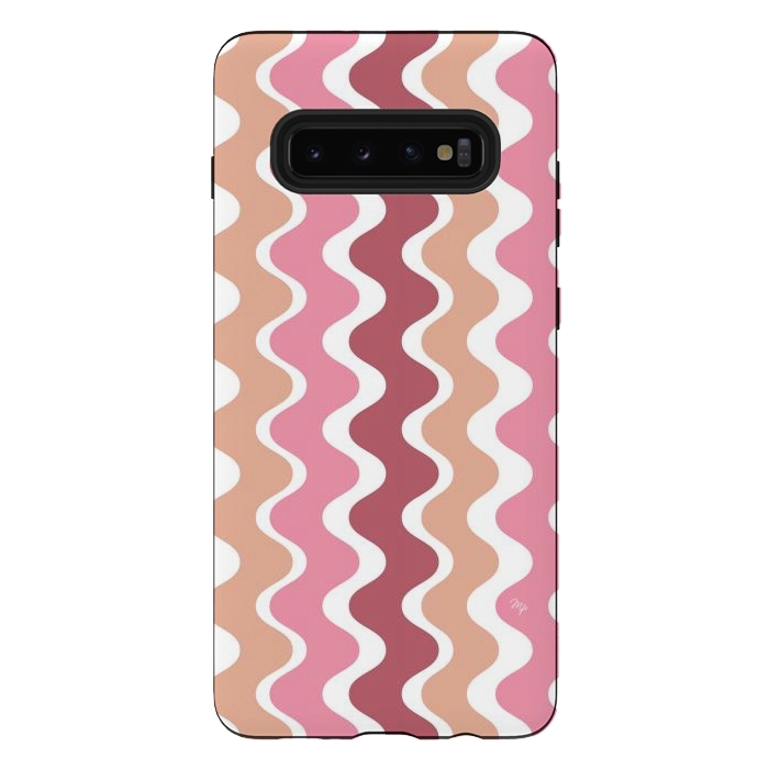 Galaxy S10 plus StrongFit Pink Retro Waves by Martina