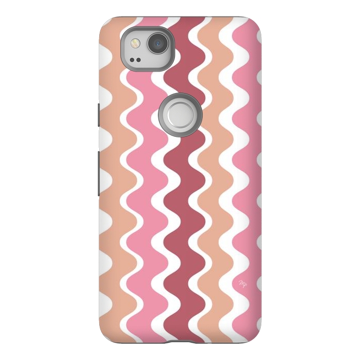 Pixel 2 StrongFit Pink Retro Waves by Martina