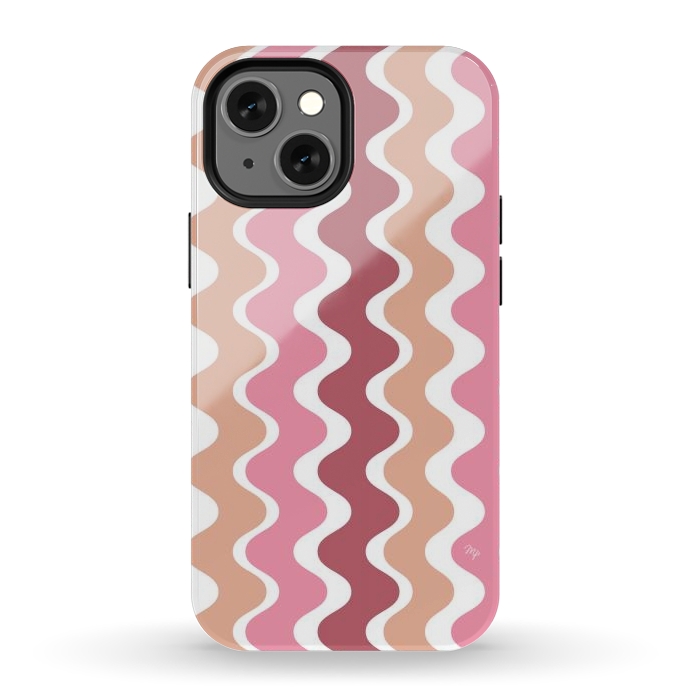 iPhone 13 mini StrongFit Pink Retro Waves by Martina