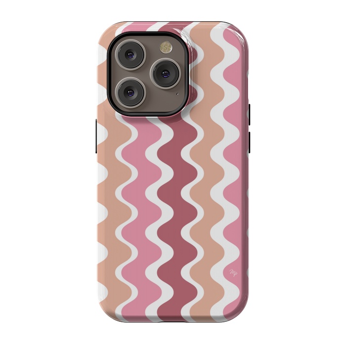 iPhone 14 Pro StrongFit Pink Retro Waves by Martina