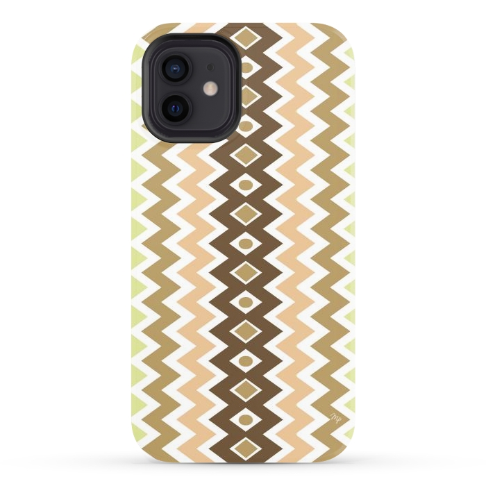 iPhone 12 StrongFit Beige Chevron Love by Martina