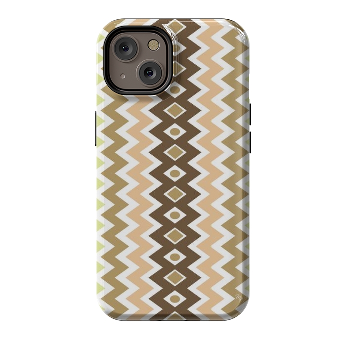 iPhone 14 StrongFit Beige Chevron Love by Martina