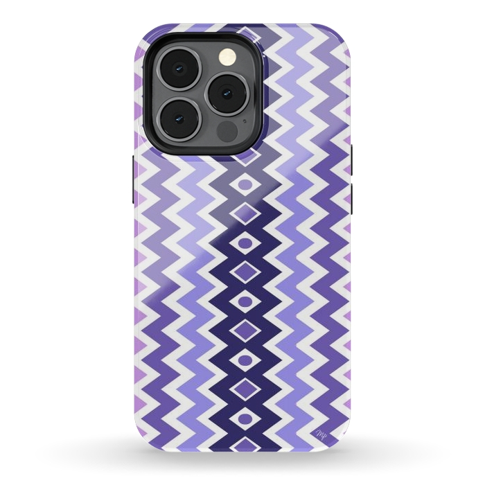iPhone 13 pro StrongFit Purple Chevron by Martina