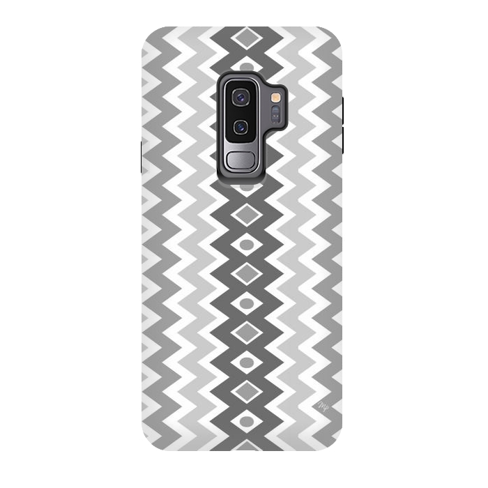 Galaxy S9 plus StrongFit Unisex gray chevron by Martina