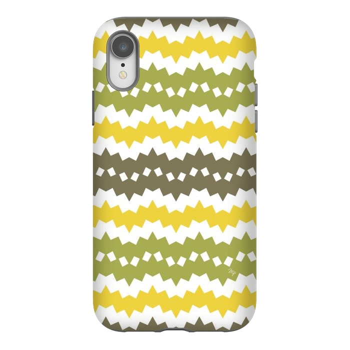 iPhone Xr StrongFit Green Playful chevron by Martina