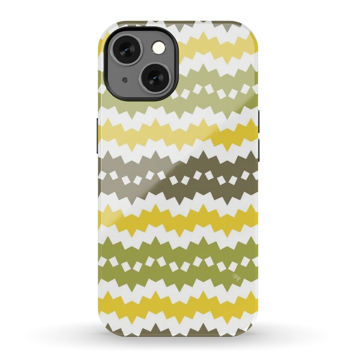 iPhone 13 StrongFit Green Playful chevron by Martina