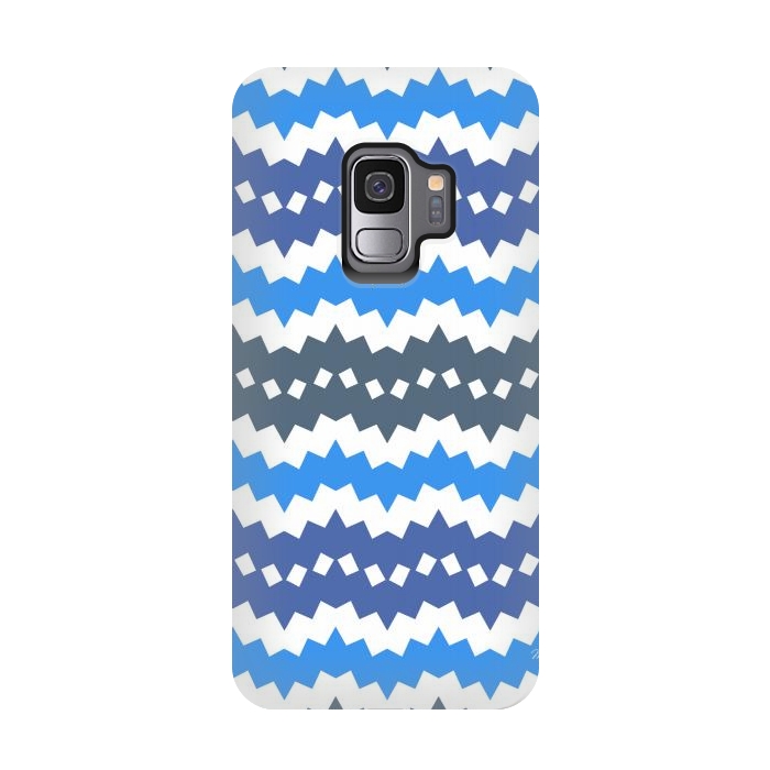 Galaxy S9 StrongFit Blue Playful CHevron by Martina