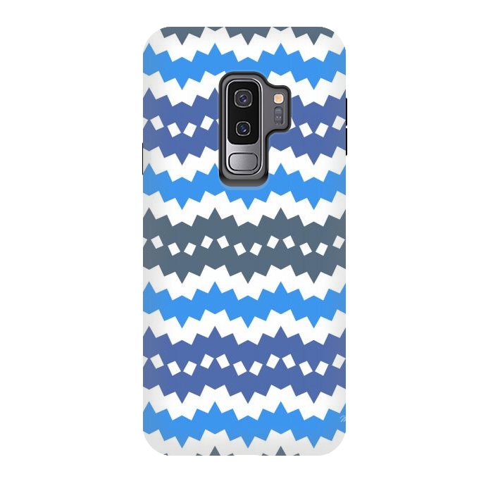 Galaxy S9 plus StrongFit Blue Playful CHevron by Martina