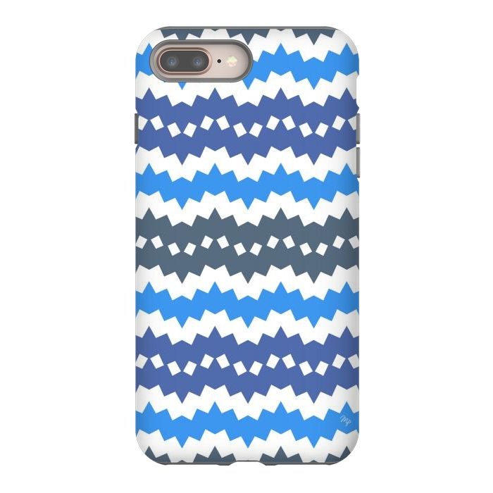 iPhone 8 plus StrongFit Blue Playful CHevron by Martina