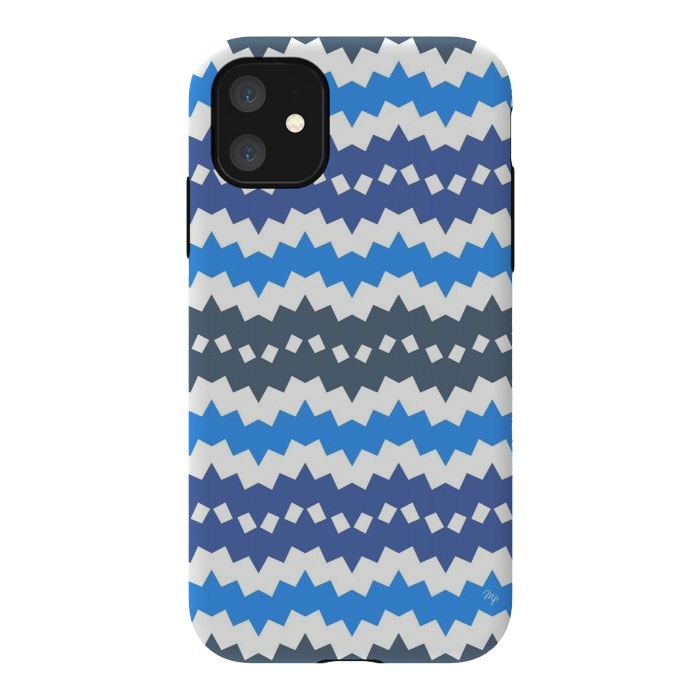 iPhone 11 StrongFit Blue Playful CHevron by Martina