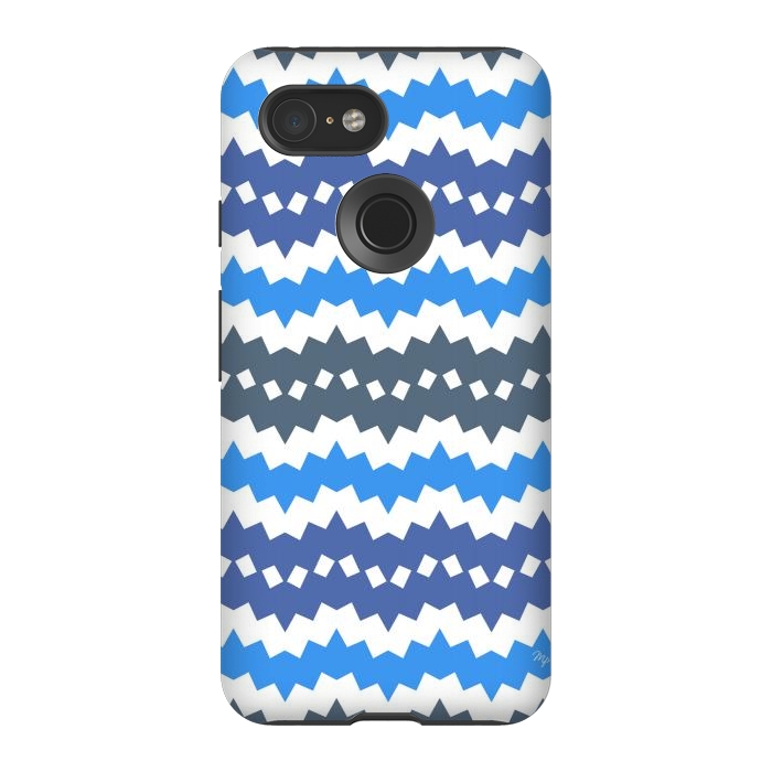 Pixel 3 StrongFit Blue Playful CHevron by Martina