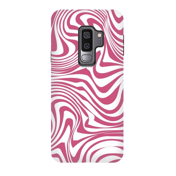 Galaxy S9 plus StrongFit Retro pink waves by Martina