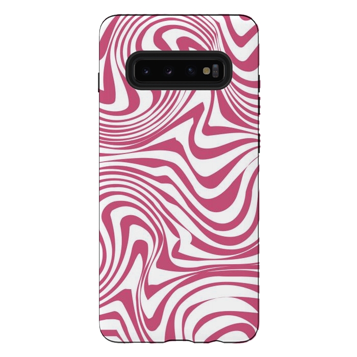 Galaxy S10 plus StrongFit Retro pink waves by Martina